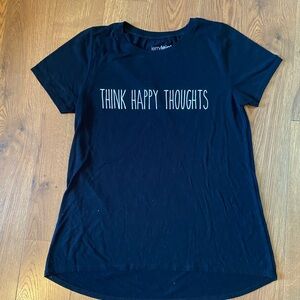 THINK HAPPY THOUGHTS Black Graphic Tee Size Juniors XL (16/18)